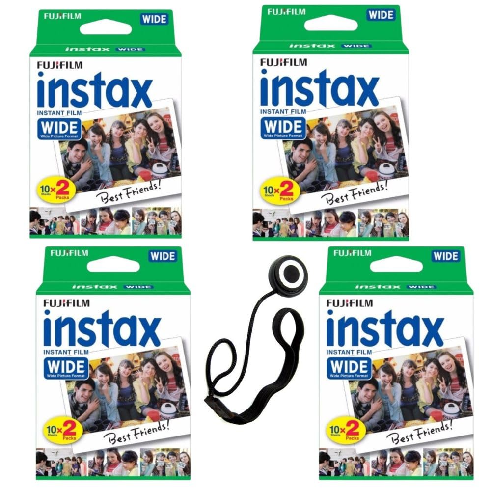 Fujifilm Instax Wide Instant Film Twin Pack with Free Bonus Cap Keeper - (4 Twin Pack).