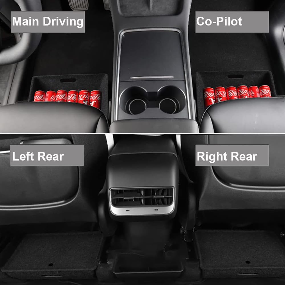 Caja organizadora de asiento para Tesla Model Y, Mayor espacio de almacenaje, No afecta asientos ni espacio, Material de fieltro, Igual que el interior, Para Tesla Model Y 2021-2023 (Con Tapa)