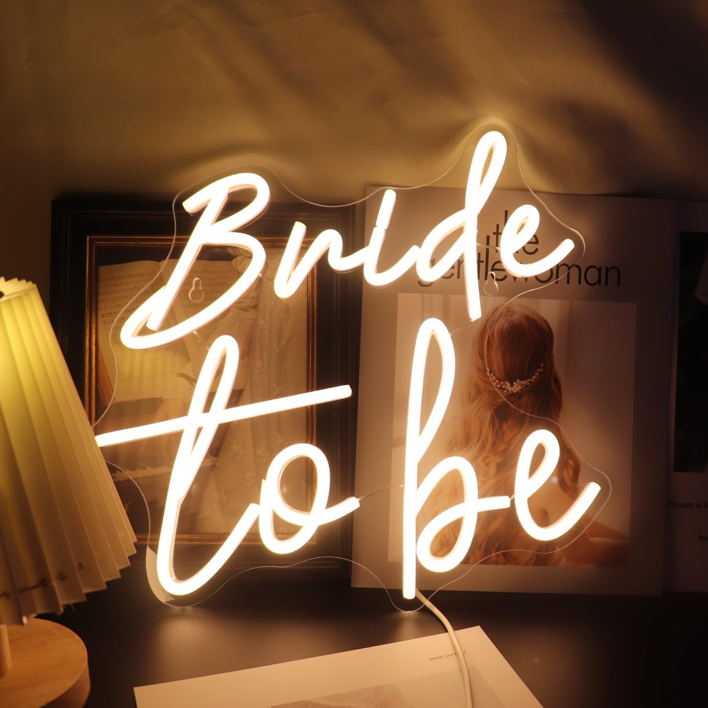 Led Bride To Be Neon Sign Art Wall Decor Living Room Decor Wedding Engagement Party Wall Hanging Decoration (Warm white)