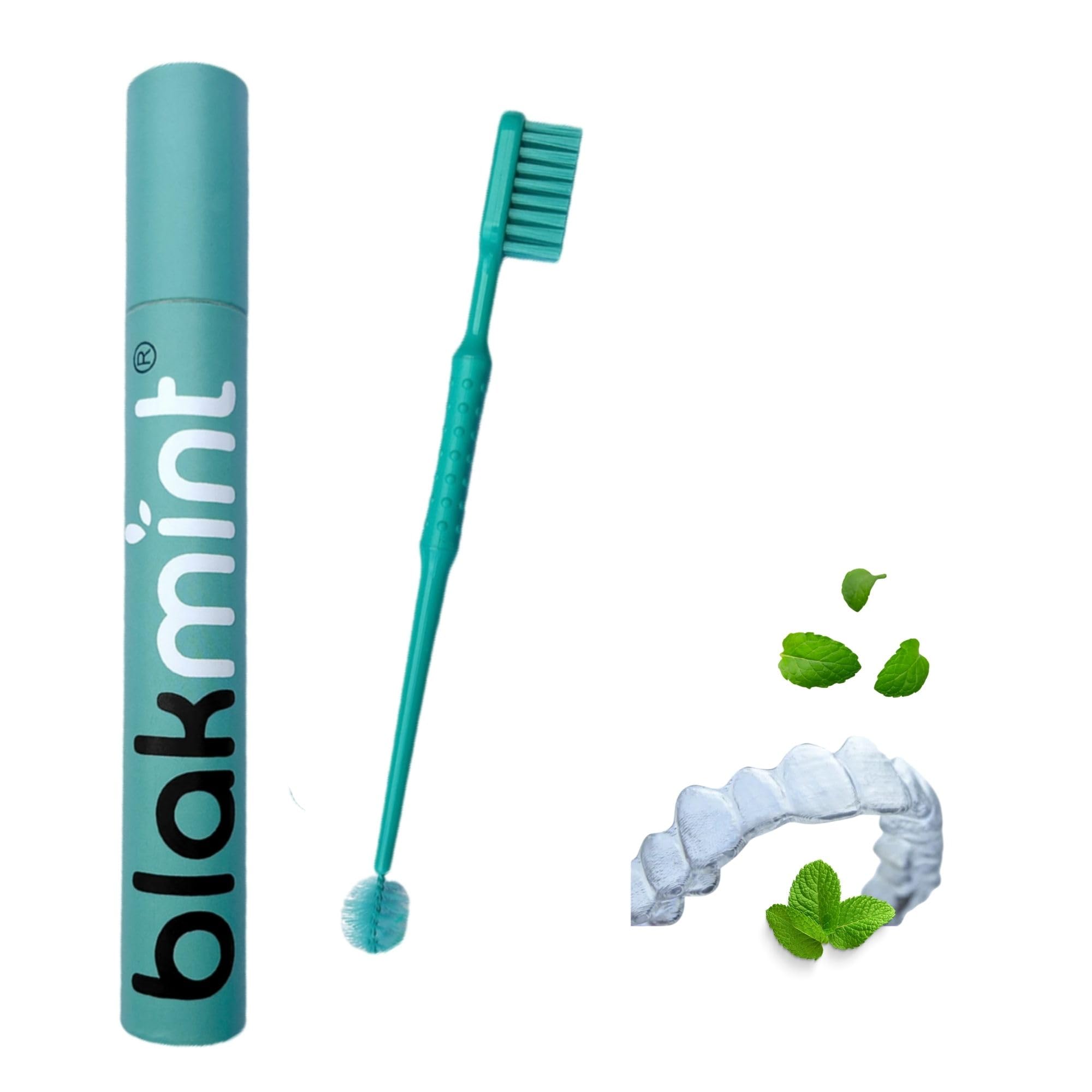 Retainer Cleaning Brush & Transport Case - Cleans Aligners and Retainers Anywhere. Dual Brush Head Technology, Penetrates Every Nook & Cranny