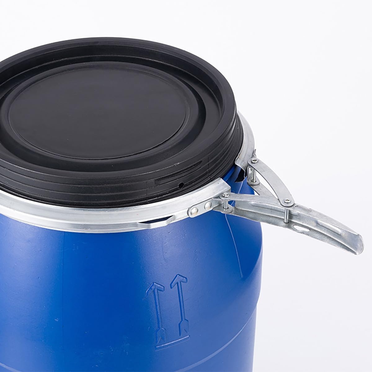 Kunststoff-Trommel, offene Wasserfass mit Deckel und Riegelring, Versandfass für Transport und Aufbewahrung von Gegenständen, langlebiges blaues Kunststoffdesign