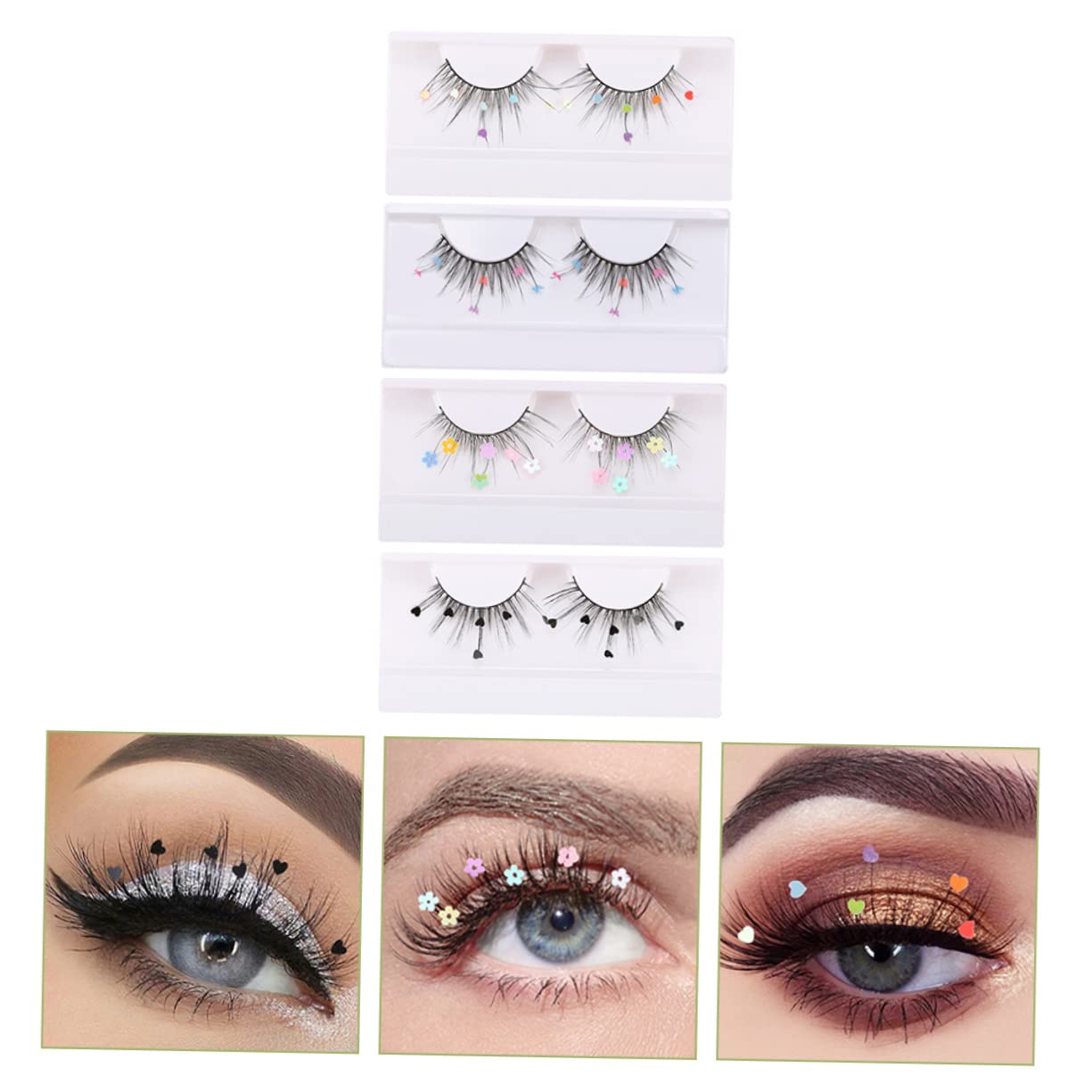 CHSEEO 7 Paar Pailletten-Wimpern Mit Kleber – 33 Mm Lange Kunstwimpern Für Partys, Weihnachten, Cosplay