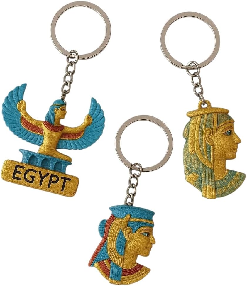 Egyptian Ancient Civilization Decorative Keychains, Pharaoh Design, Set of 3