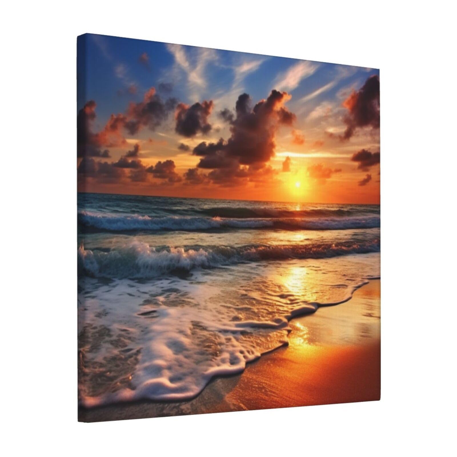 FodPand Beach Sunrise Canvas Wall Art for Living Room Wall Decor 12"x12" Modern Artwork Painting Pictures Hanging Canvas Prints Aesthetic Wall Art for Bedroom Bathroom Office Wallart Decor