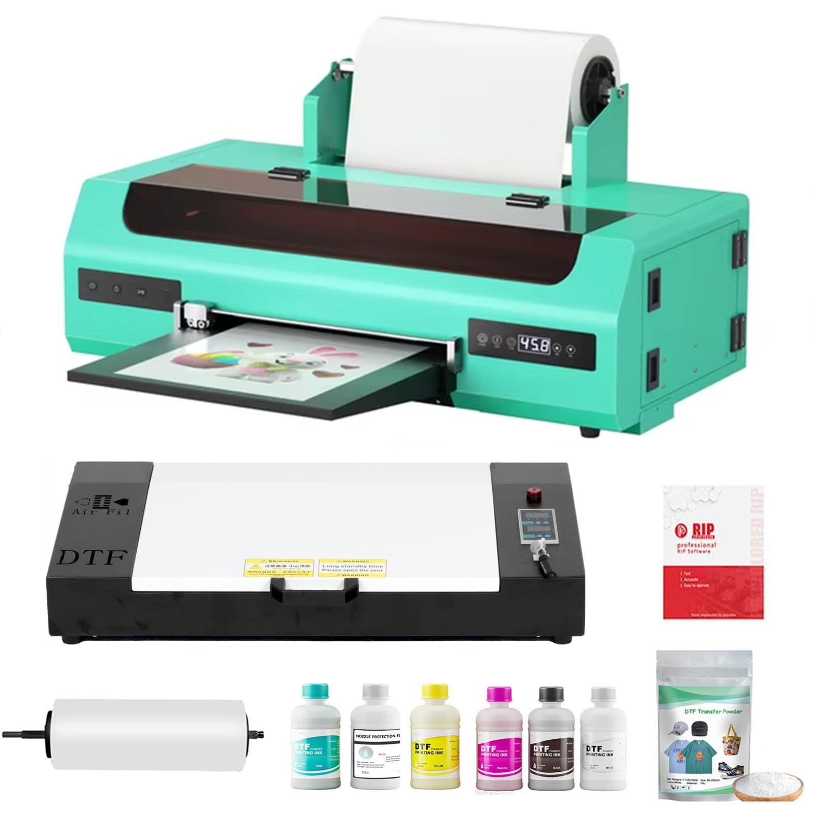 A3 L1800 DTF Printer for T-shirt Printing, 13" Max Print Width, White Ink Circulation, Roll & Single Sheet Feeding System for Making Custom Garments