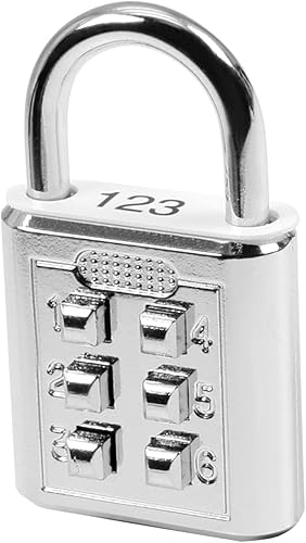 MroMax Candado de combinación de 6 dígitos con botón para armario de armario tono plateado