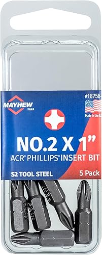 Miniatura 10 de Mayhew Tools 18761-5 USA Phillips - Broca para cabeza de alfiler, n. 2 x 1 pulgada, paquete de 5