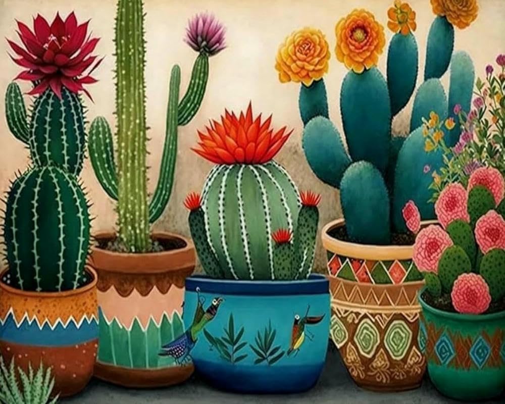 NAHUIGOOD Cross Stitch Kits for Adults, Stamped Cross Stitch Kits for Beginners, Needlepoint Cross-Stitch Patterns Embroidery Kits Arts and Crafts for Home Decor Cactus11Ct50X70Cm