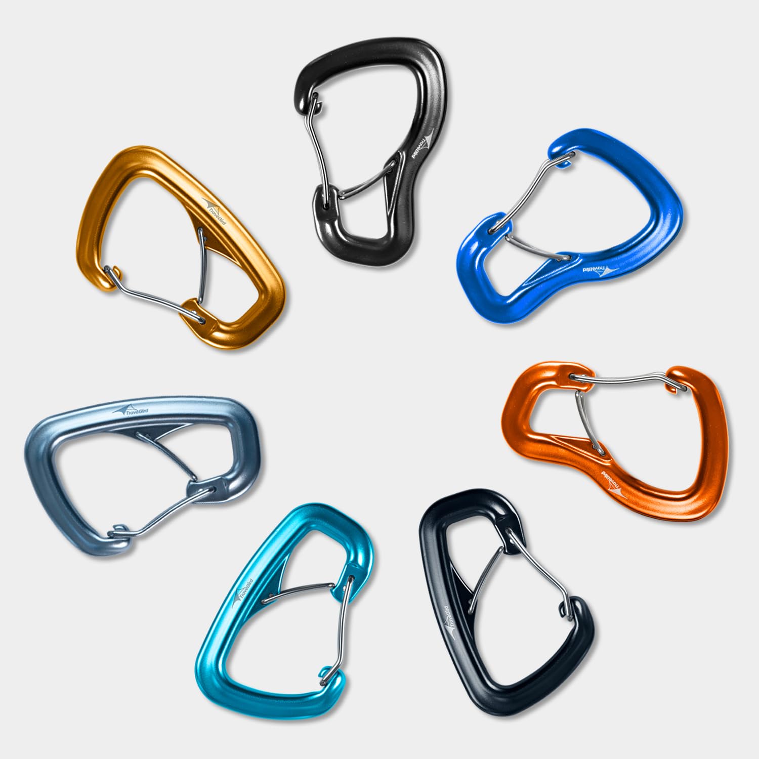 Lot de 2 mousquetons robustes 8 KN (800 kg), en aluminium ultra léger avec double porte en forme d'anneau en D, pour hamac, camping, randonnée, sac à dos, laisse de chien, porte-clés