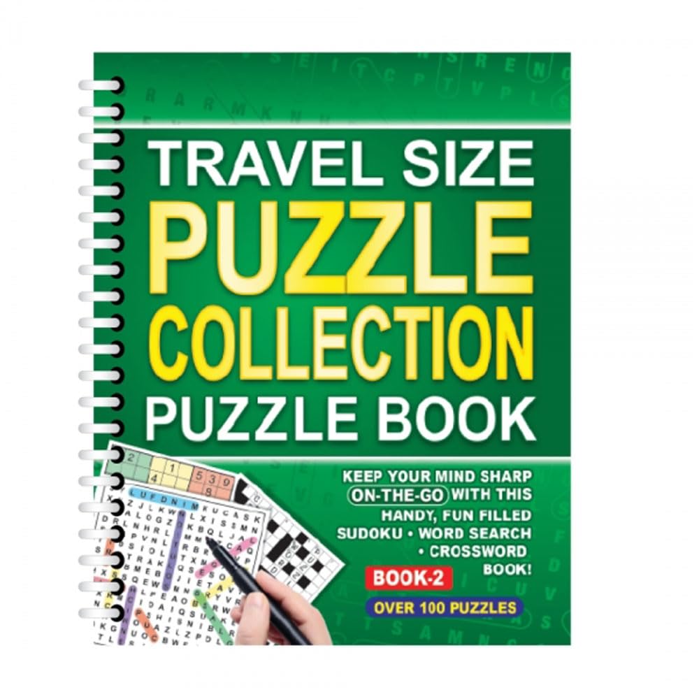A5 Spiral Bound Travel Size 3 in 1 Sudoku, Ricerca Parole, Cruciverba, Libro di Raccolta, Verde