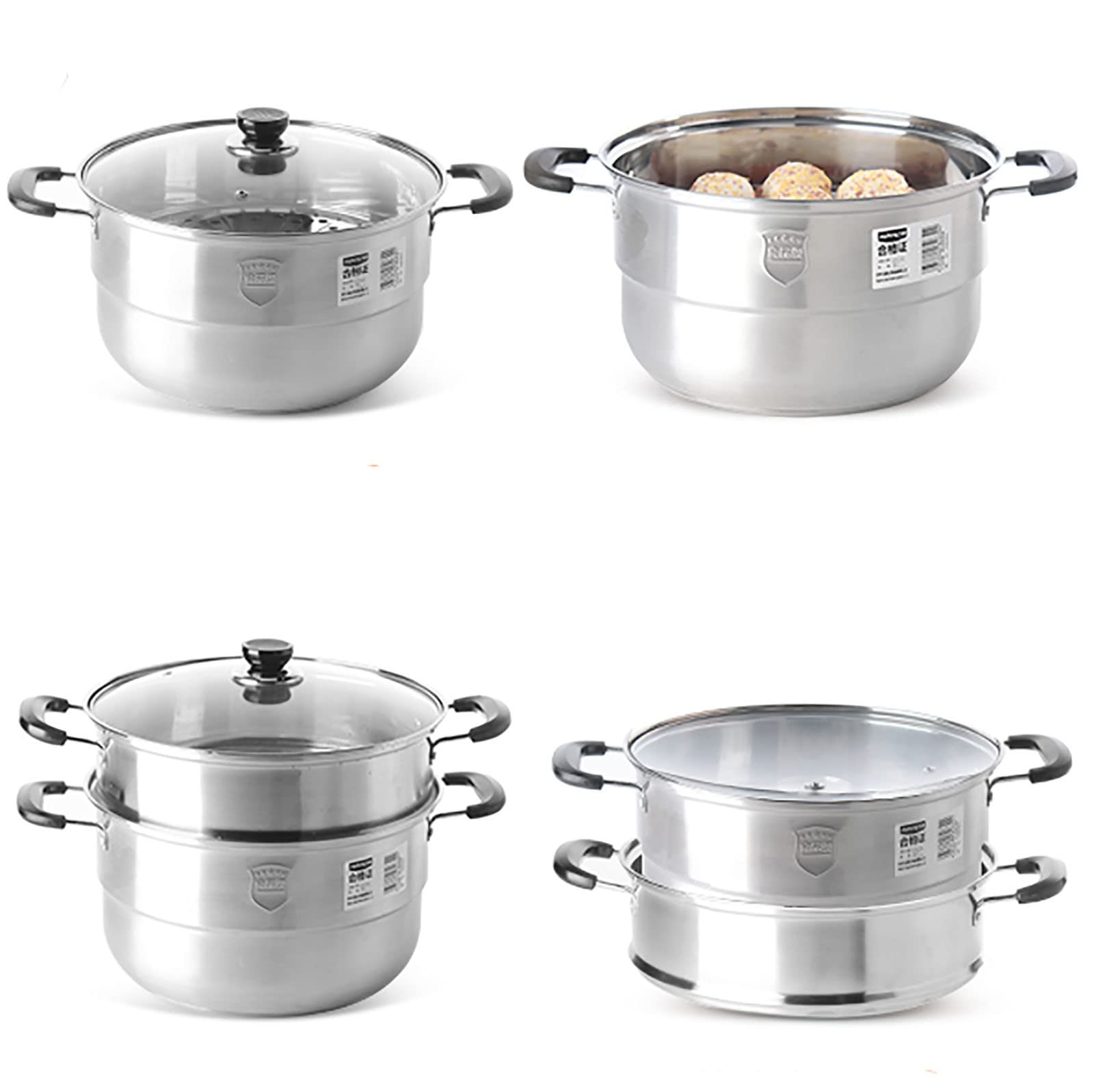 Garnek do gotowania na parze ze stali nierdzewnej, Kompozyt stalowo-aluminiowy 304, dno garnka 3-warstwowe, bułki na parze, ryby, owoce morza, 28 cm