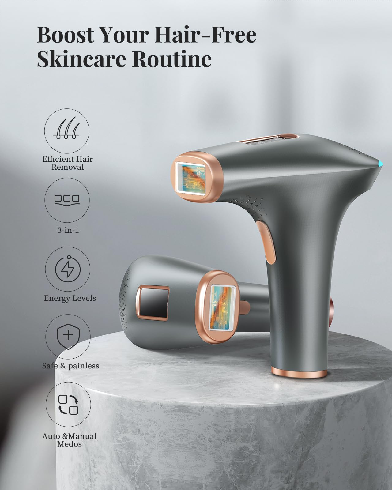 Haarlosy IPL Geräte Haarentfernung Laser - Schmerzfreie Haarentfernungsgerät mit 3 Erweiterte Funktionen HR/SC/RA, 9 Stufen, 999,900 Blitzen zu Hause für Frauen, Männer, Achseln, Bikini, Beine, Körper - 2