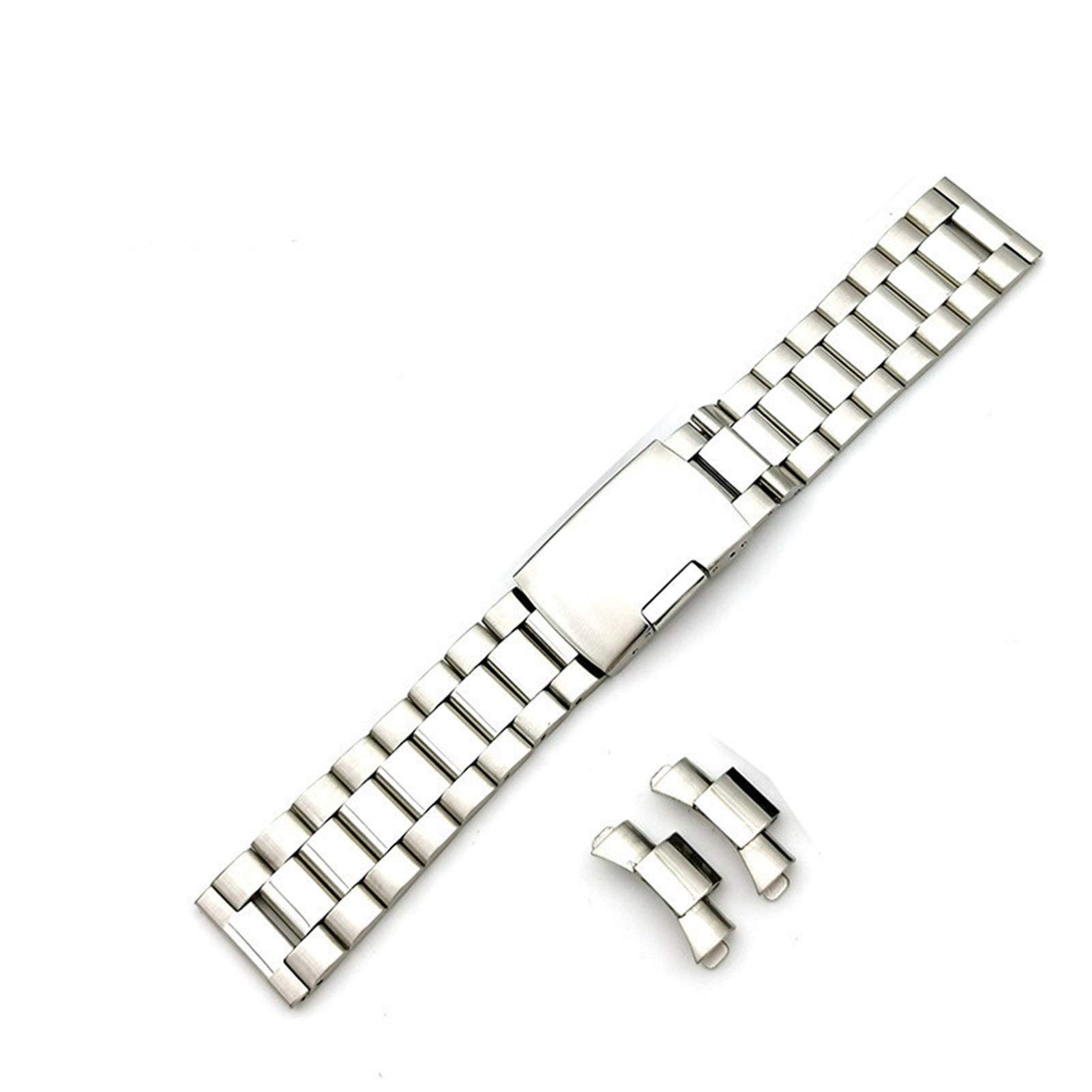 Bracelet de montre, 18 mm, 20 mm, 22 mm, bracelet en acier inoxydable, boucle pliable en métal, bracelet de rechange (couleur du bracelet : noir, largeur du bracelet : 18 mm), Black