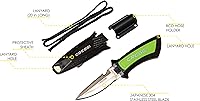 Vista 5 de Cressi Cuchillo de hoja corta para buceo y pesca submarina con funda de liberación rápida y soporte de manguera - Lima diseñado en Italia