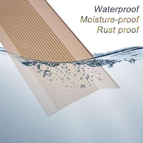 Miniatura 5 de Tira de transición de piso de metal, rampa de umbral antideslizante de madera a borde de azulejos, altura de la tira de 0.394 a 1.575 pulgadas,