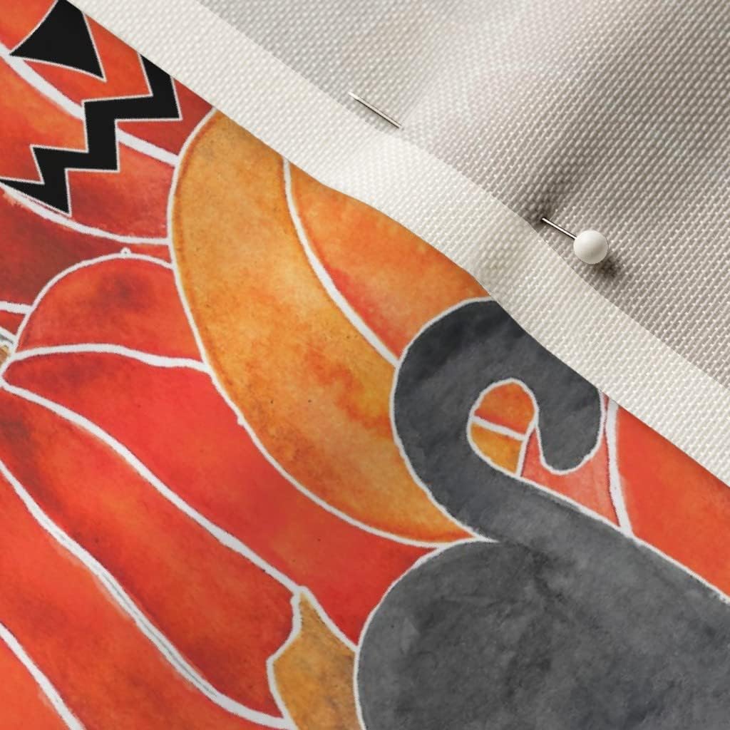Spoonflower Fabric - Halloween Orange Gothic Fall Holiday Autumn Watercolor Pumpkin Witches Printed on Upholstery Velvet Fabric Fat Quarter - Upholstery Home Decor Bottomweight Apparel