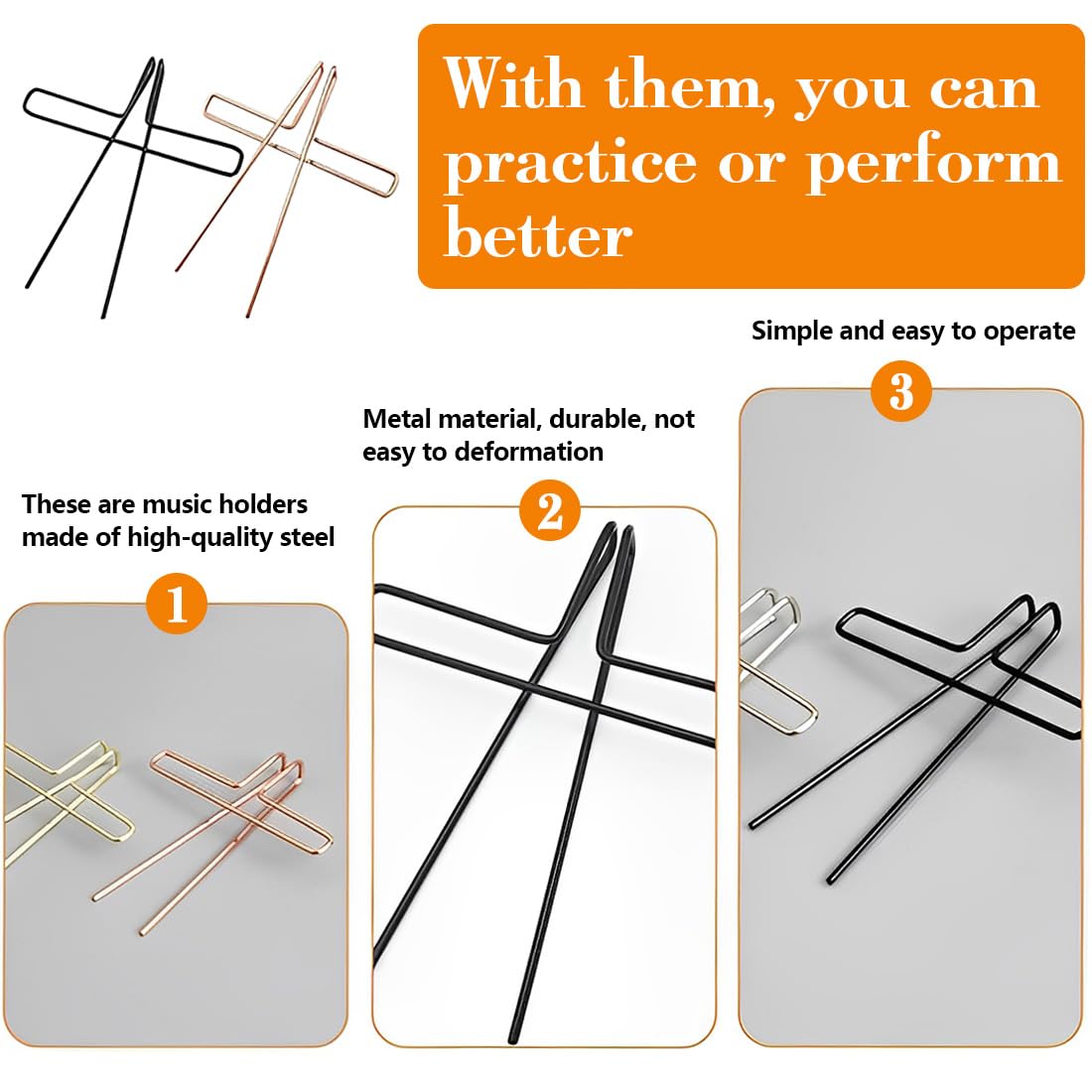 4 pezzi Clip per Libro Musicale Supporto per Spartiti Clip per Spartiti Accessori Kit Cartella dei Punteggi Clip per Musicali Nota Musica Score Clip per Spartiti per Pianoforte Libri Note