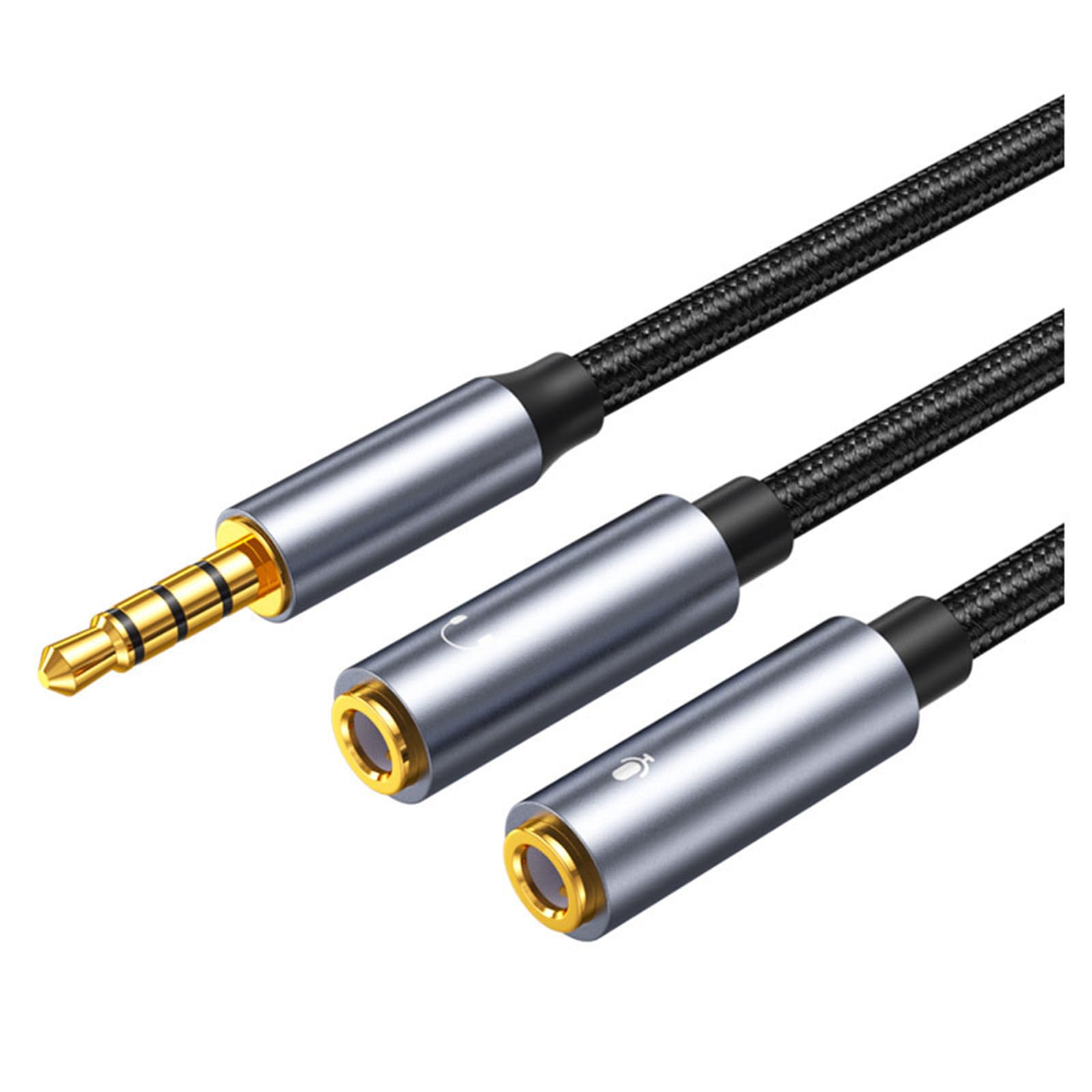 Cavo splitter per cuffie in nylon intrecciato da 3,5 mm, cavo a Y con 2 porte femmina, jack maschio da 3,5 mm a doppio jack per telefoni, tablet e laptop, condivisione audio per viaggi, studio