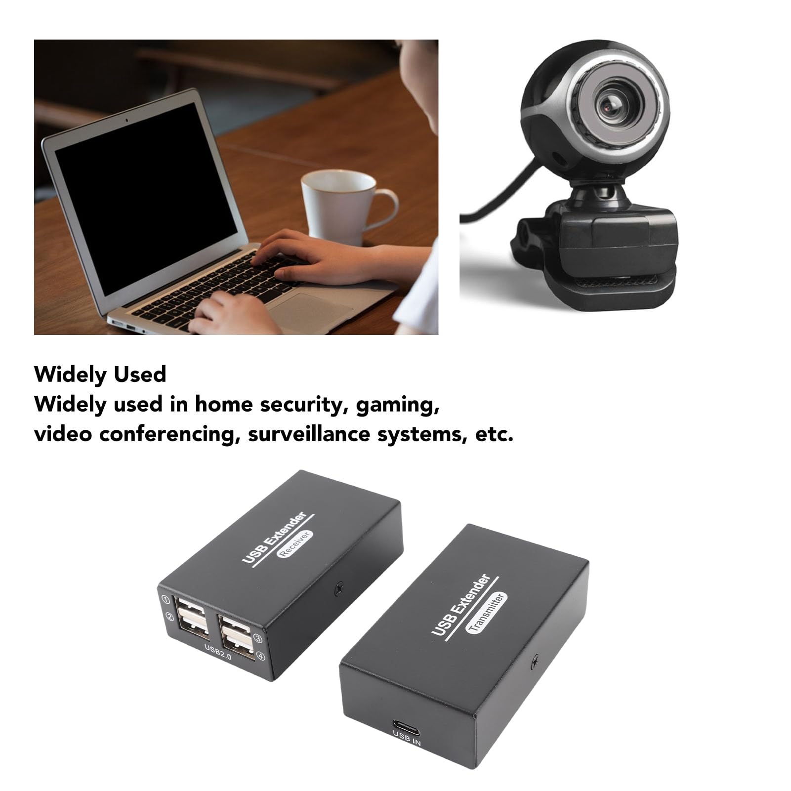 Extensor USB de 262 Pies sobre Ethernet único Cat5e 6 7 con 4 Concentradores USB 2.0 para, OS X, Adecuado para PC, Computadora Portátil, Escritorio y Más (Enchufe de la UE)
