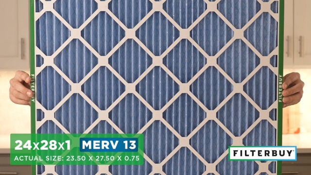 Image of Filterbuy 24x28x1 Air Filter MERV 13 Smoke & Allergy Defense (4-Pack) | Electrostatic Pleated HVAC AC Furnace Filters Replacement, Made in USA (Actual Size: 23.50 x 27.50 x 0.75)