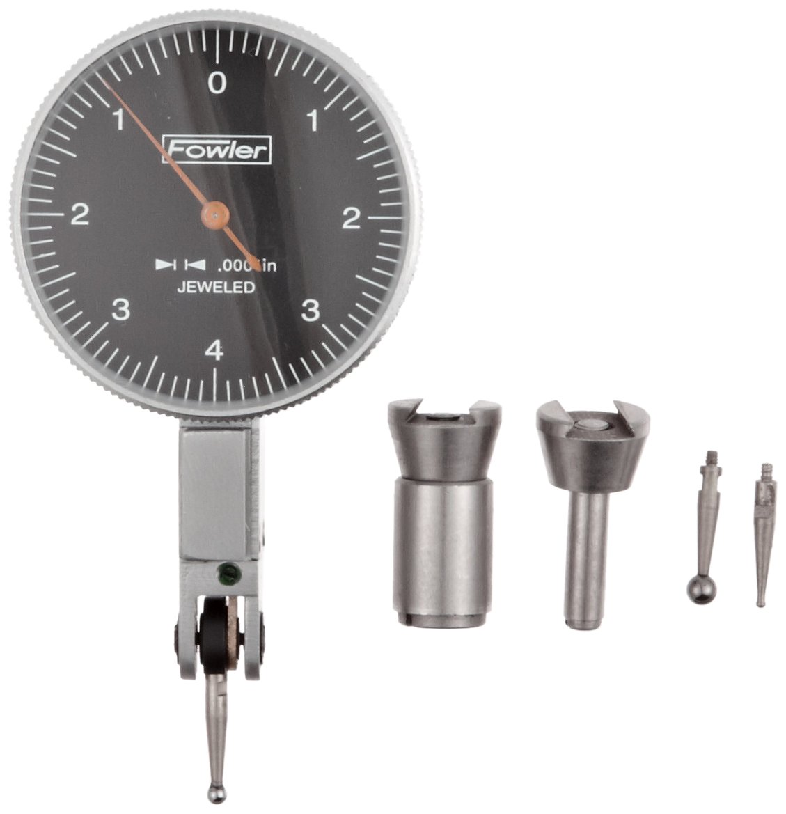 Fowler - Indicador de prueba de rostro negro con medidas de pulgada y lectura equilibrada, 0.008" Max. Measurement, 1.5" Diameter, Negro, 1
