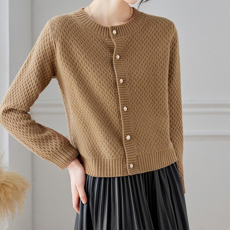 Maglione Cardigan Lavorato a Maglia con Bottoni a Maniche Lunghe da Donna, Giacca Cardigan a Righe con Girocollo Aperto sul Davanti