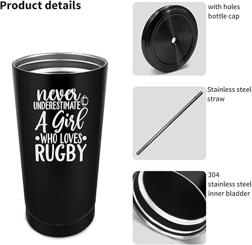 Miniatura 9 de Funny Tumbler Tumbler Rugby, Never Underestimate A Girl Who Plays Rugby Reusable Tumbler With Lid And Straw,Gifts For Friends,Insulated Tumbler With