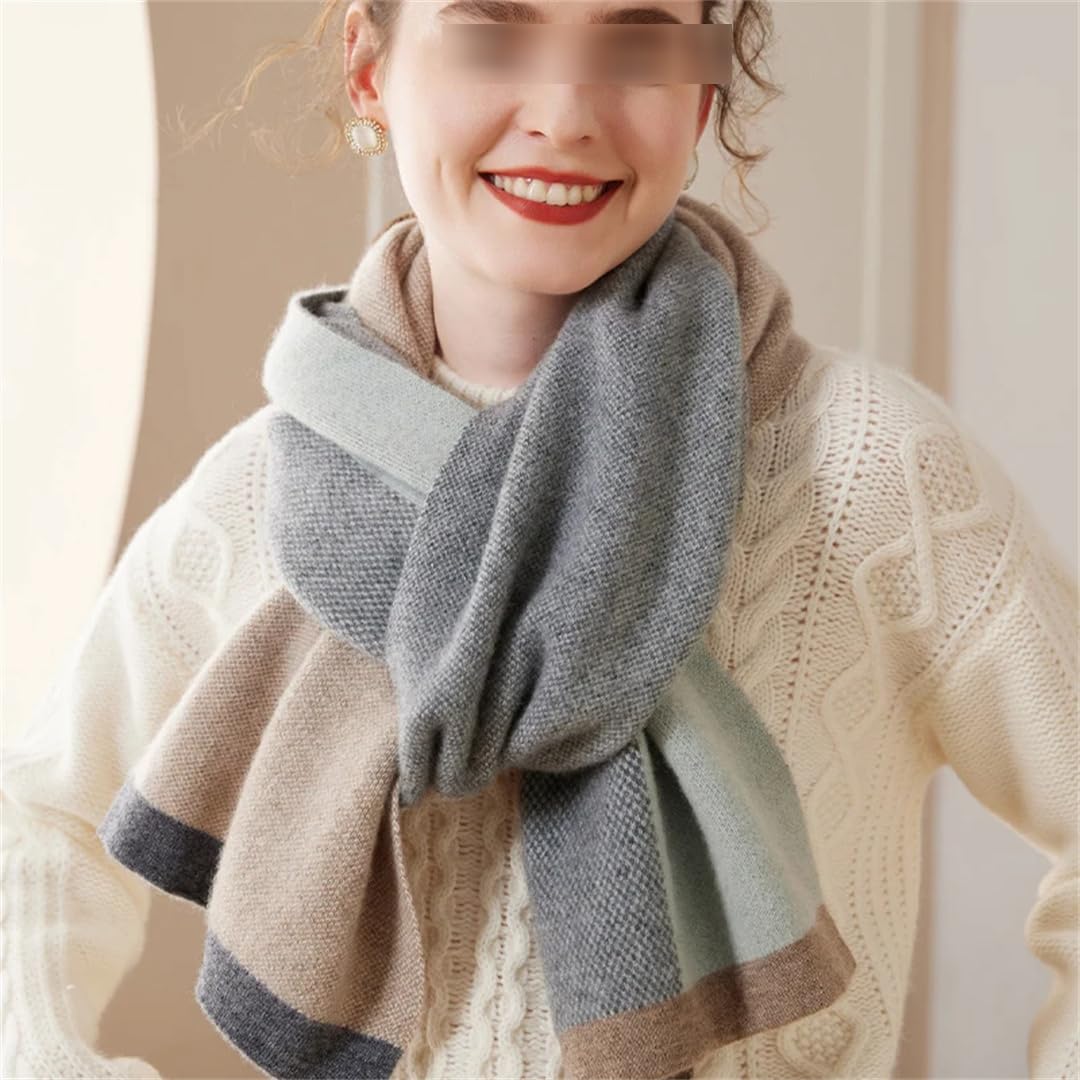 Bufanda de punto de cachemira para mujer, bufanda de punto suave y cálida para otoño e invierno