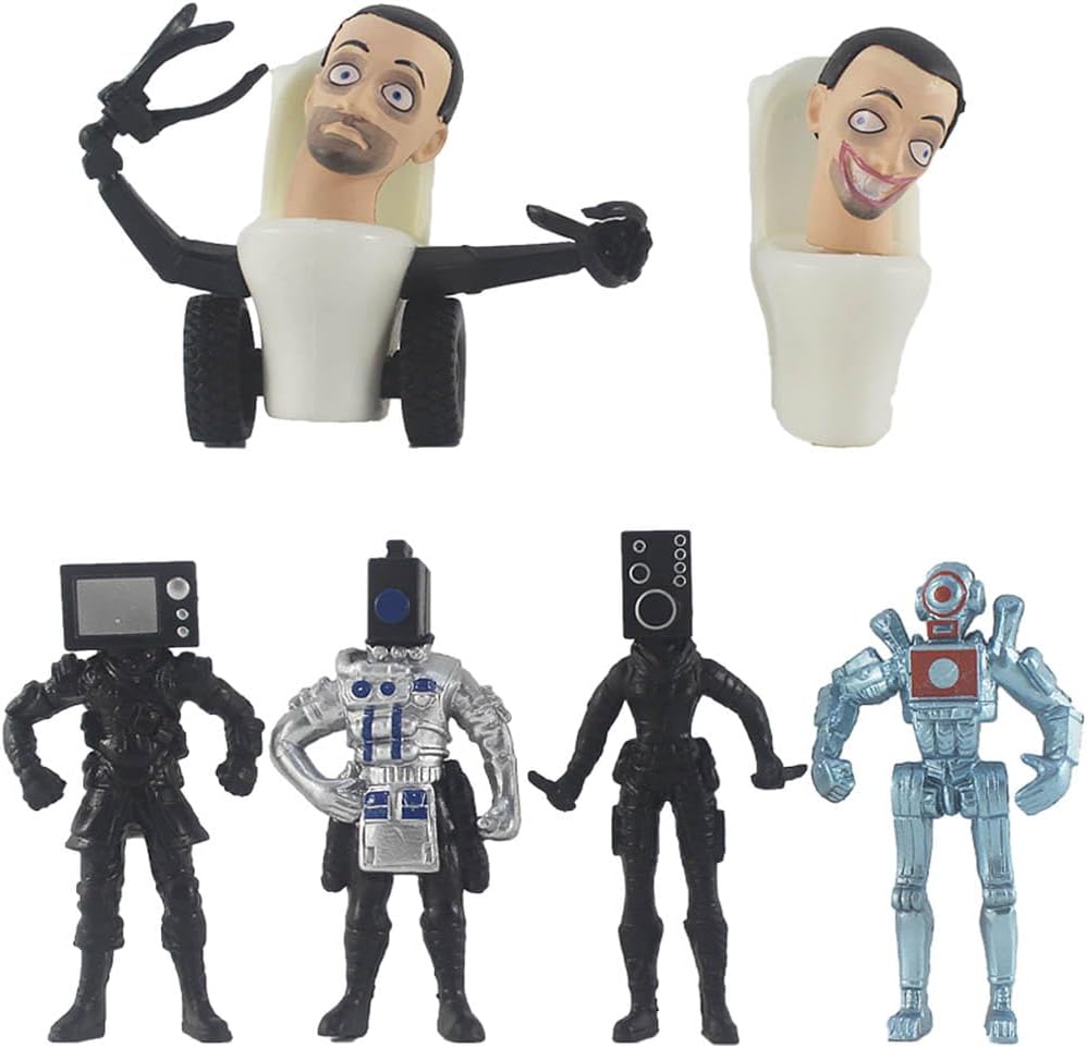 Simmpu6PCS Toilet Figures,Toilet Man Cake Toppers,Camera Toilet Titan Speaker Man TV Man Figures,Toilet Mini Ornaments,Toilet Figure Model,Collectible Gifts for Kids Fans Aldults Birthday