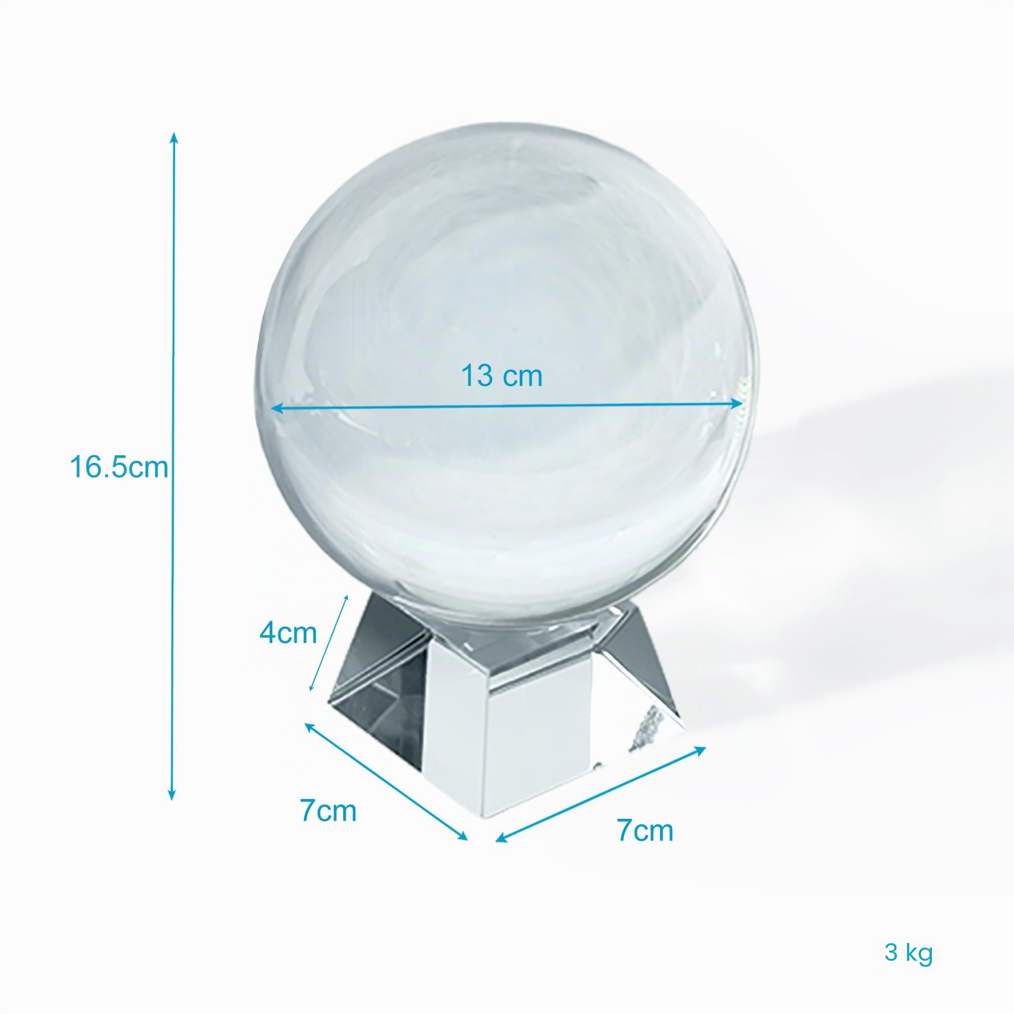 INTIRILIFE Bola de Cristal con Soporte de Cristal Claro de 130 mm, Bola de Cristal con Soporte de Cristal fotografía, meditación y decoración UVM. - Bola de Cristal de Cristal