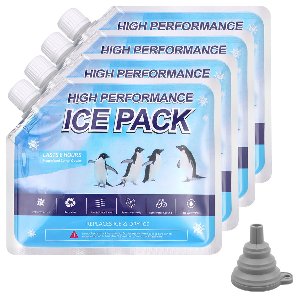 flintronic 4 Pack Ice Packs, High-Performance Cooling Ice Bag, Long lasting Reusable Ice Boards, Reusable for Camping Picnic