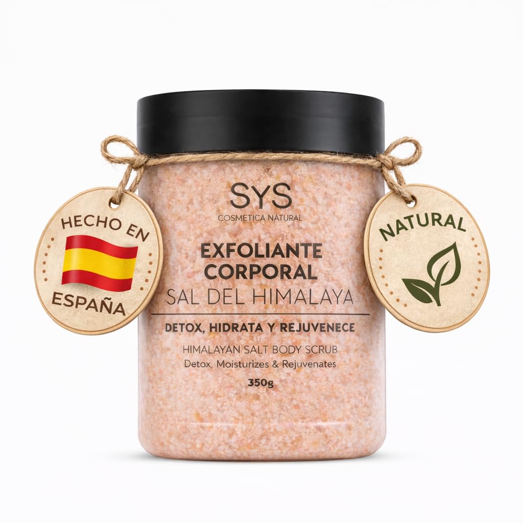 SYS Exfoliante Corporal Natural Sal Rosa del Himalaya 350 g Aceites de Rosa Mosqueta y Aguacate Vegano