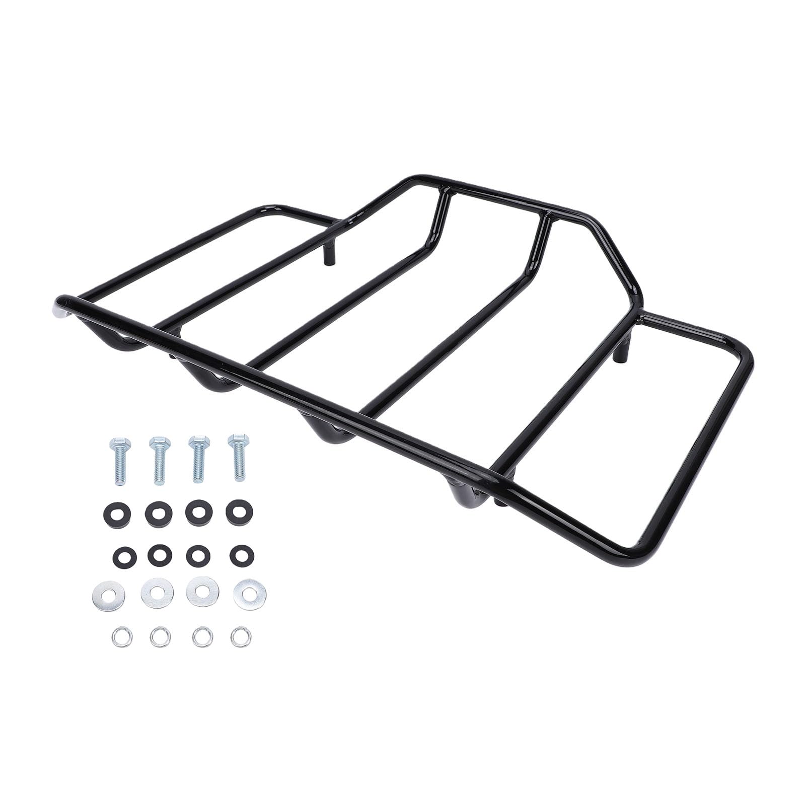 lyrlody Bagażnik Pack, Zdejmowany Czarny Metalowy Bagażnik Motocyklowy Pack z 4-punktowym Elementem Montażowym, montaż Bez Użycia Narzędzi dla Kierowców Electra Glide 1984-2024