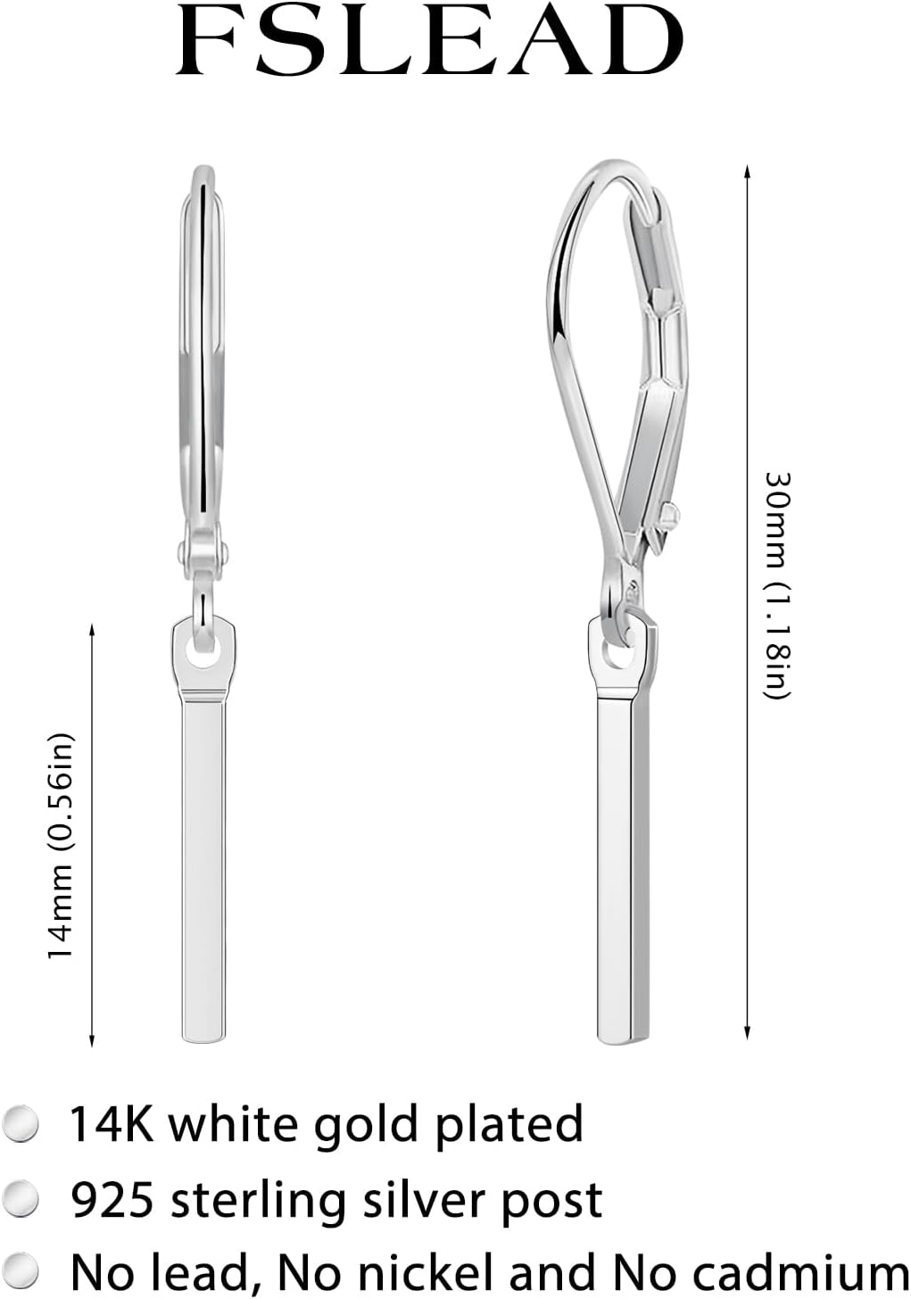 14K Gold Earring Heart Bar Flower Earrings for Women Gold Silver Heart Leverback Drop Earrings - Image 6