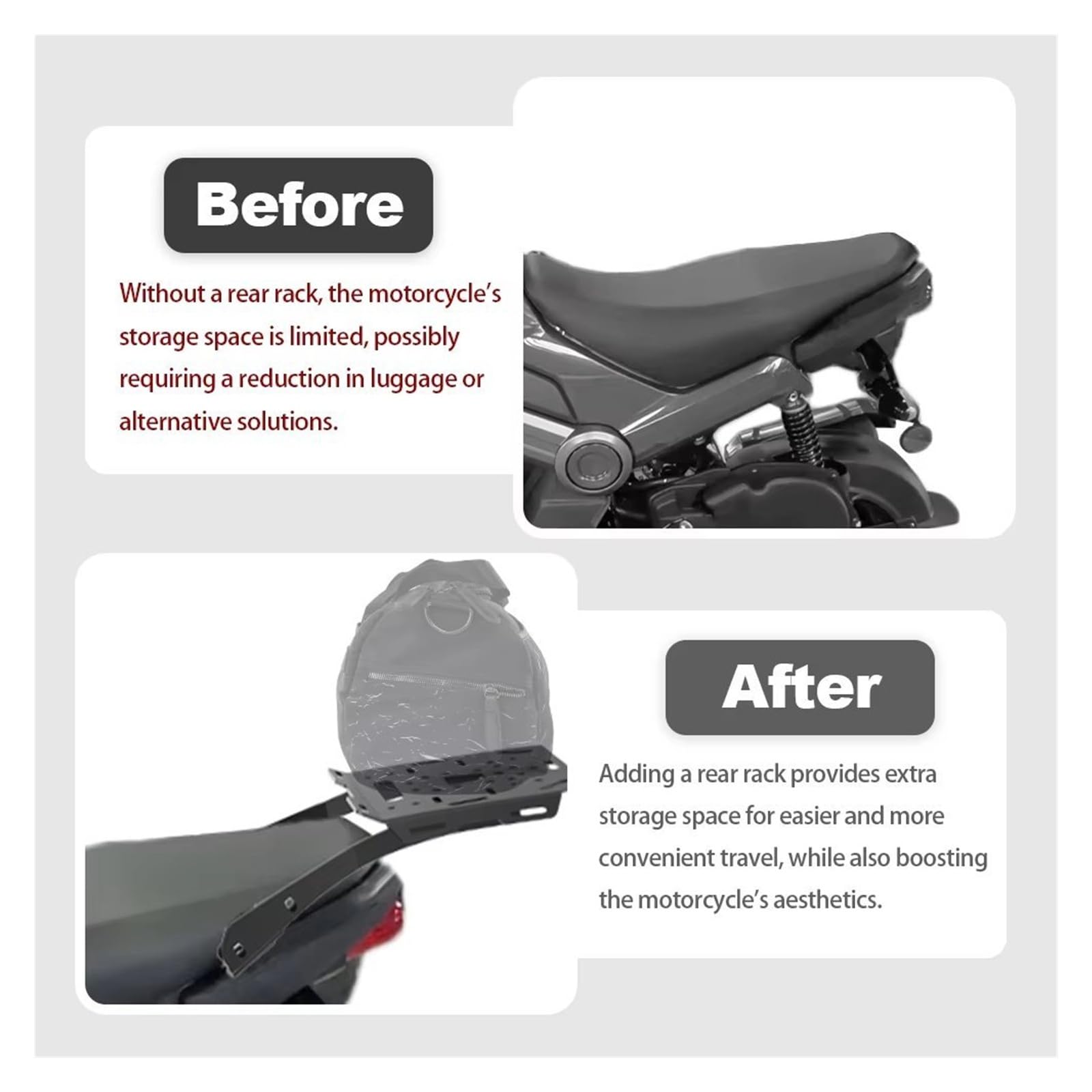 Portapacchi Moto Portapacchi Utility per Navi 110 2022 2023 2024 2025 2026 Moto Posteriore Portapacchi Custodia di Stoccaggio Supporto Carrier Cargo Tail Bag Holde