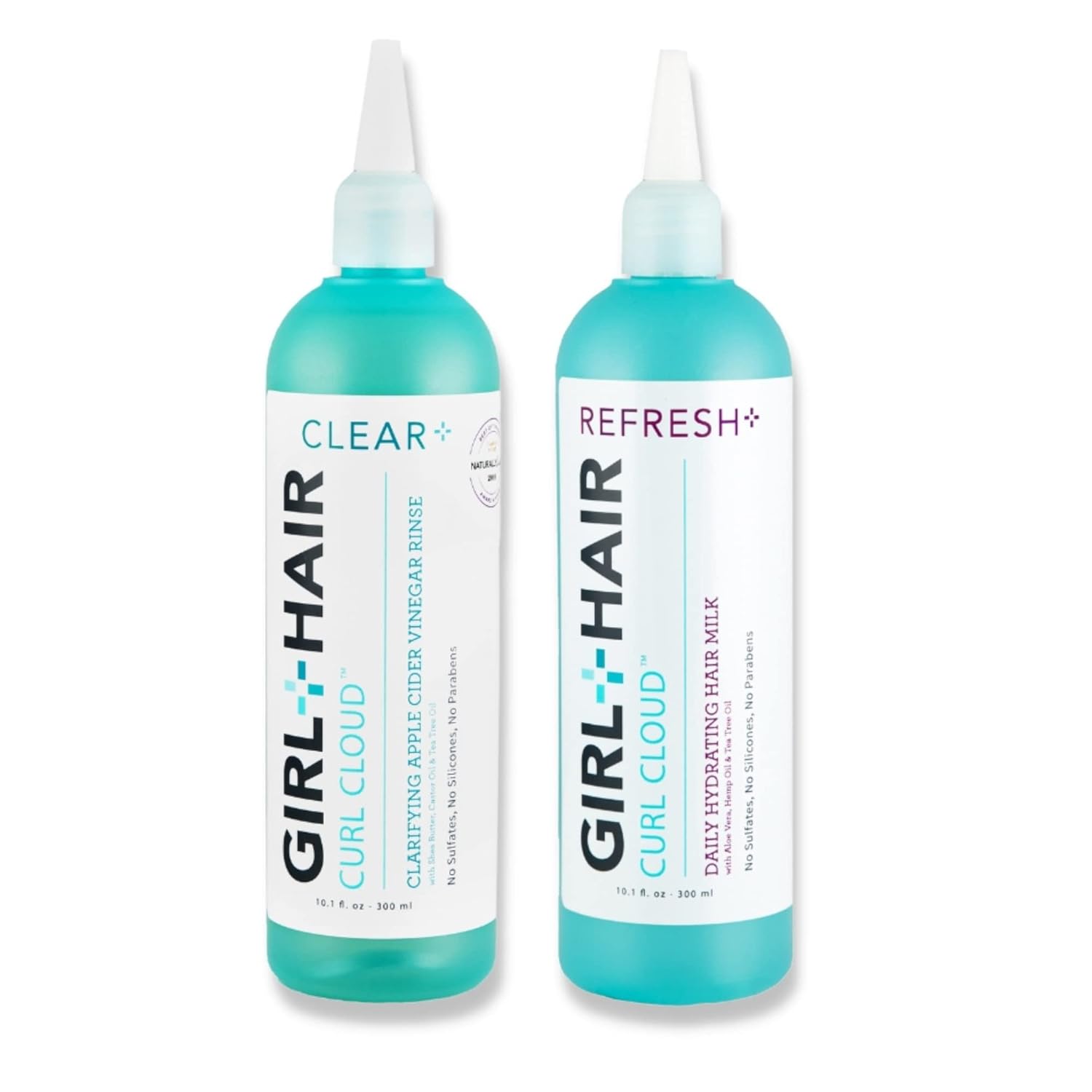 GIRL+HAIR Apple Cider Vinegar Hair Rinse and Hydrating Hair Milk Set (2x10.1 fl oz) | Remove Buildup, Reduce Dandruff, Encourage Growth | No Parabens or Sulfates | For All Hair Types