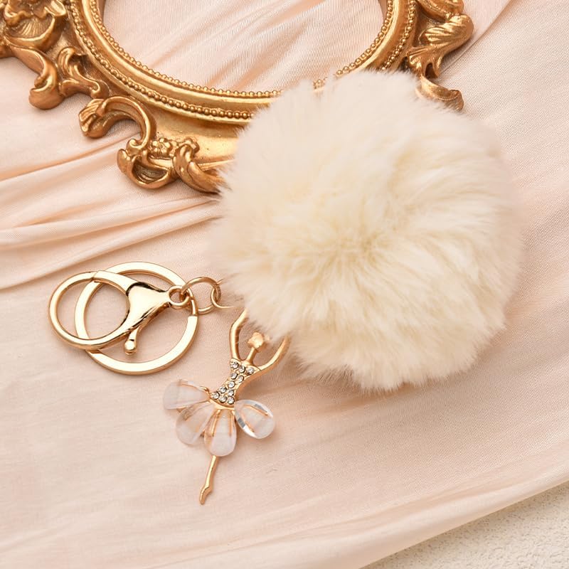 Kilener Ballet Keychains Fur Ball Keychain for Women Girls Gifts for Ballet Dancer Lovers Birthday Valentines Day Gifts - Image 3