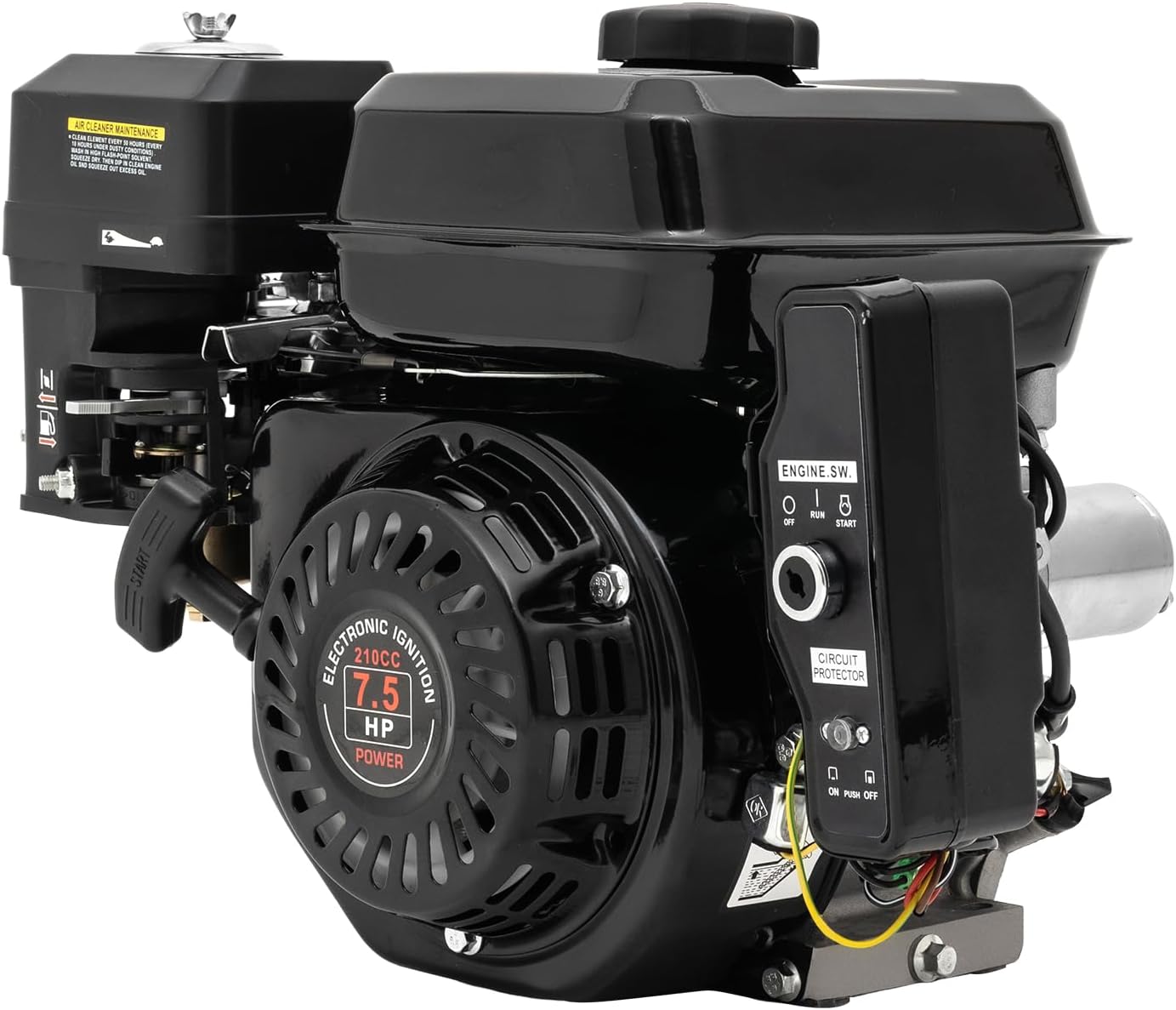 7.5HP 212CC Gas Engine with Electric Start, Horizontal Shaft 20mm 4-Stroke OHV Motor for Go Kart Lawn Mower Compressor Pump Generator Gas Powered