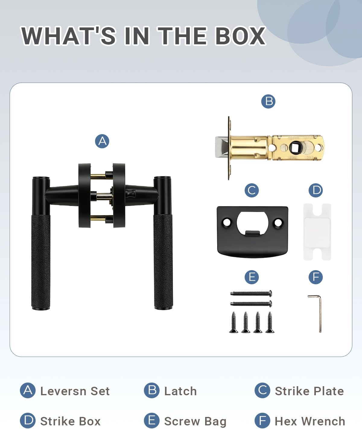 KNOBWELL 4 Pack Door Handles Black Matte Interior Door Levers Privacy Doorknob with Push Button for Bed and Bath