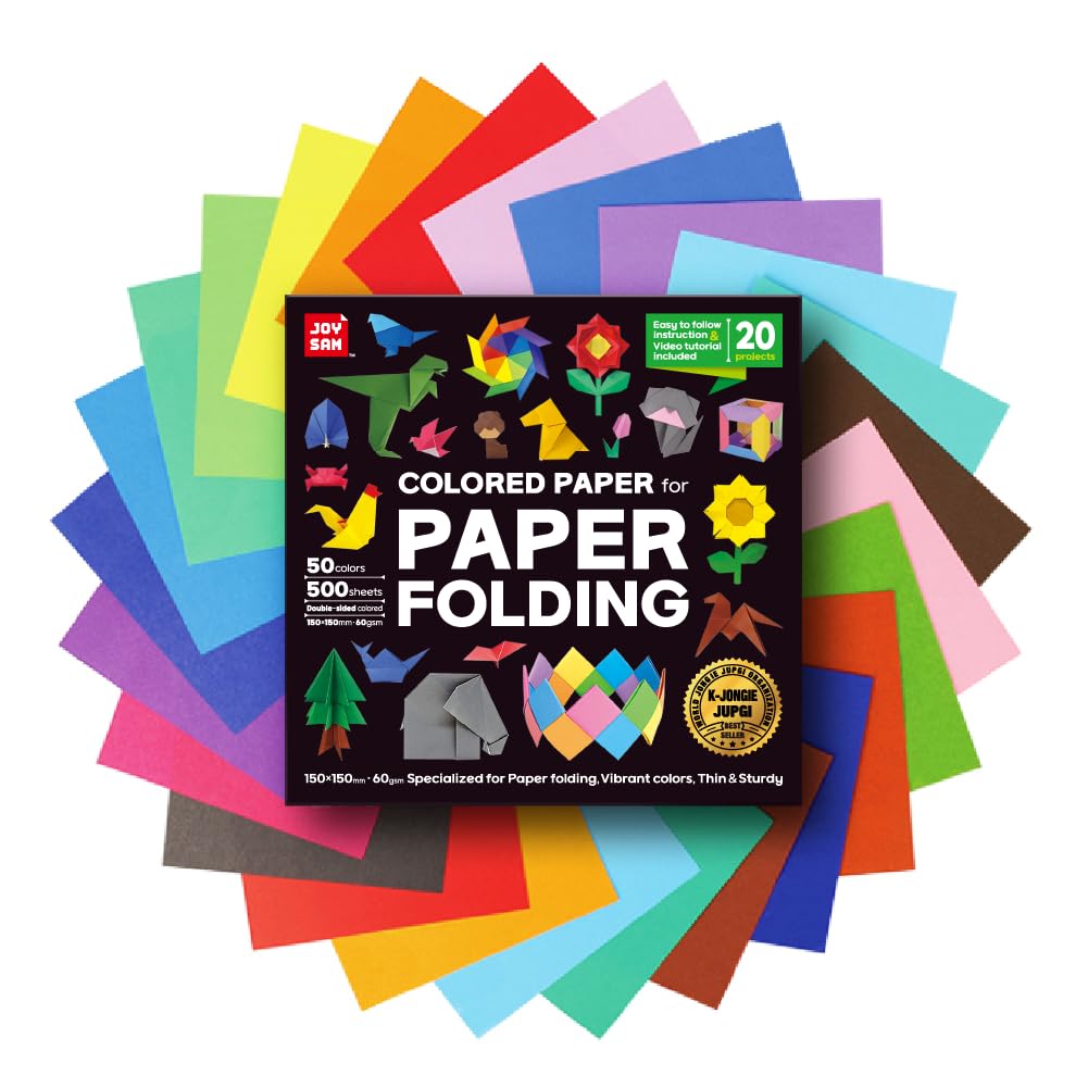 Origami Paper Kit for Kids - 500 Sheets, Easy Guide -1