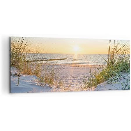Tableaux sur verre Mer soleil paysage bleu jaune