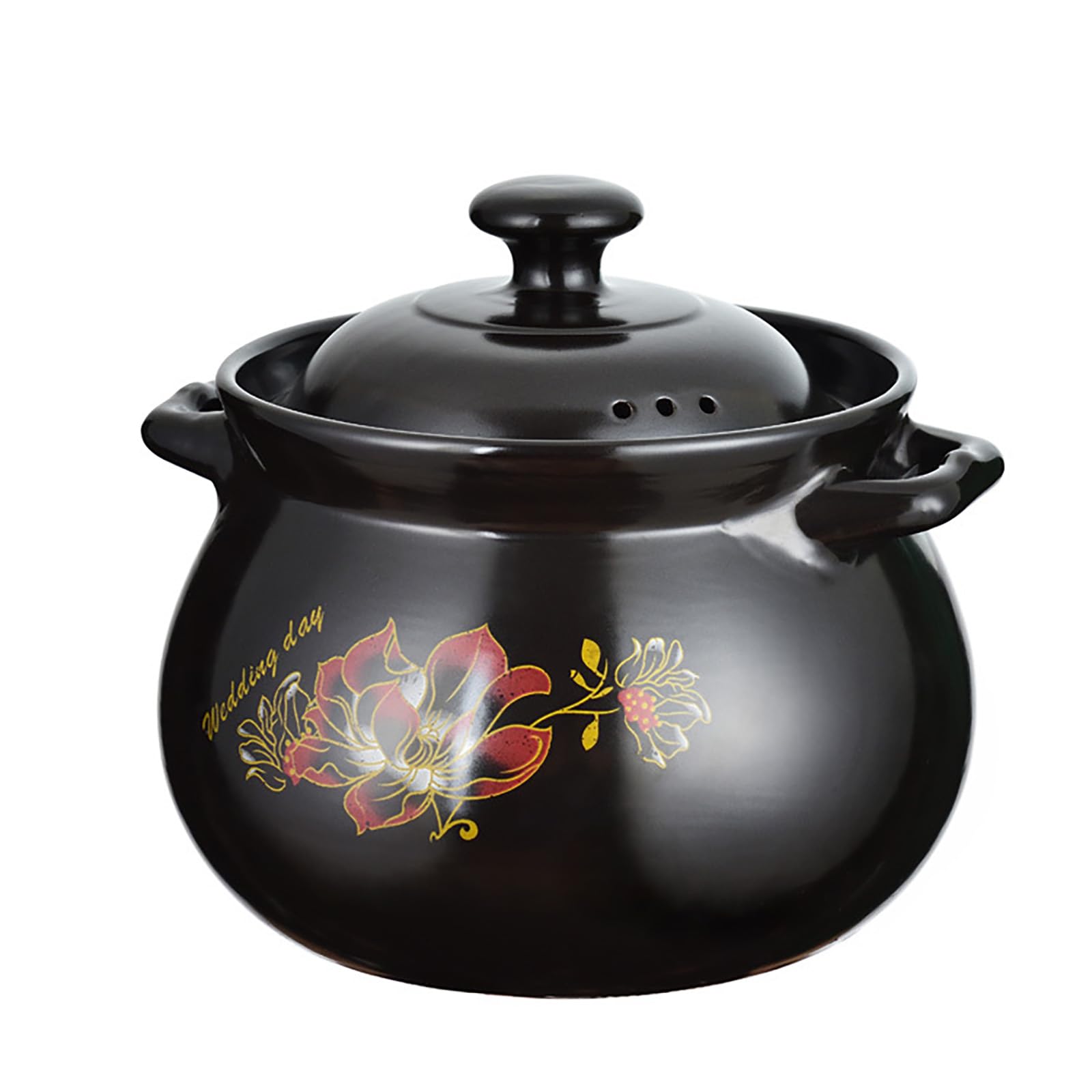 YLME Cazuela con Tapa Olla Grande de Barro para cocinar Olla de cerámica Natural Resistente al Calor Ideal para guisos sopas arroz y Platos estofados Apta para la Cocina y el Horno,3L