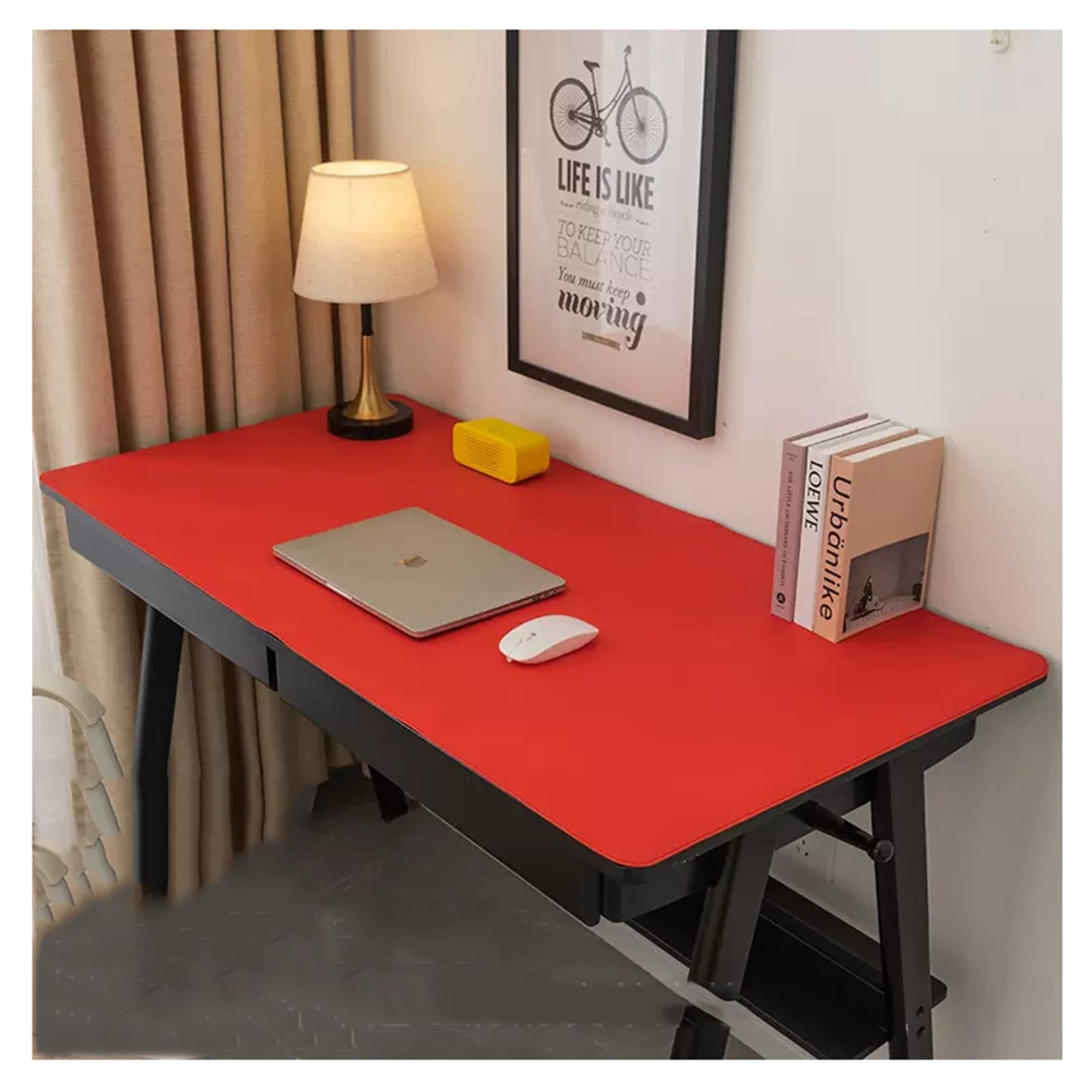 Leather Desk Pad Large, Desk Mouse Pad Extra Large, Simple Style Leather Table Mat, PU Leather Desk Protector Mat, Faux Leather Writing Pad for Desk for Home, Office, (Size:70 * 120cm,Color:Red)