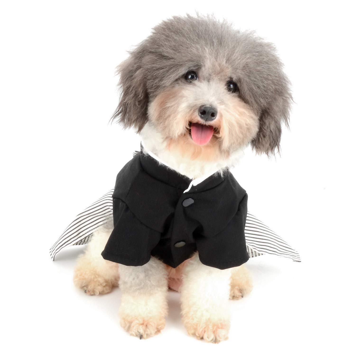 Zunea Small Dog Kimono Costume Formal Japanese Dress for Dogs Girls Soft Cotton Pet Stripe Skirt Puppy Clothes Apparel for Wedding Party Cosplay XL