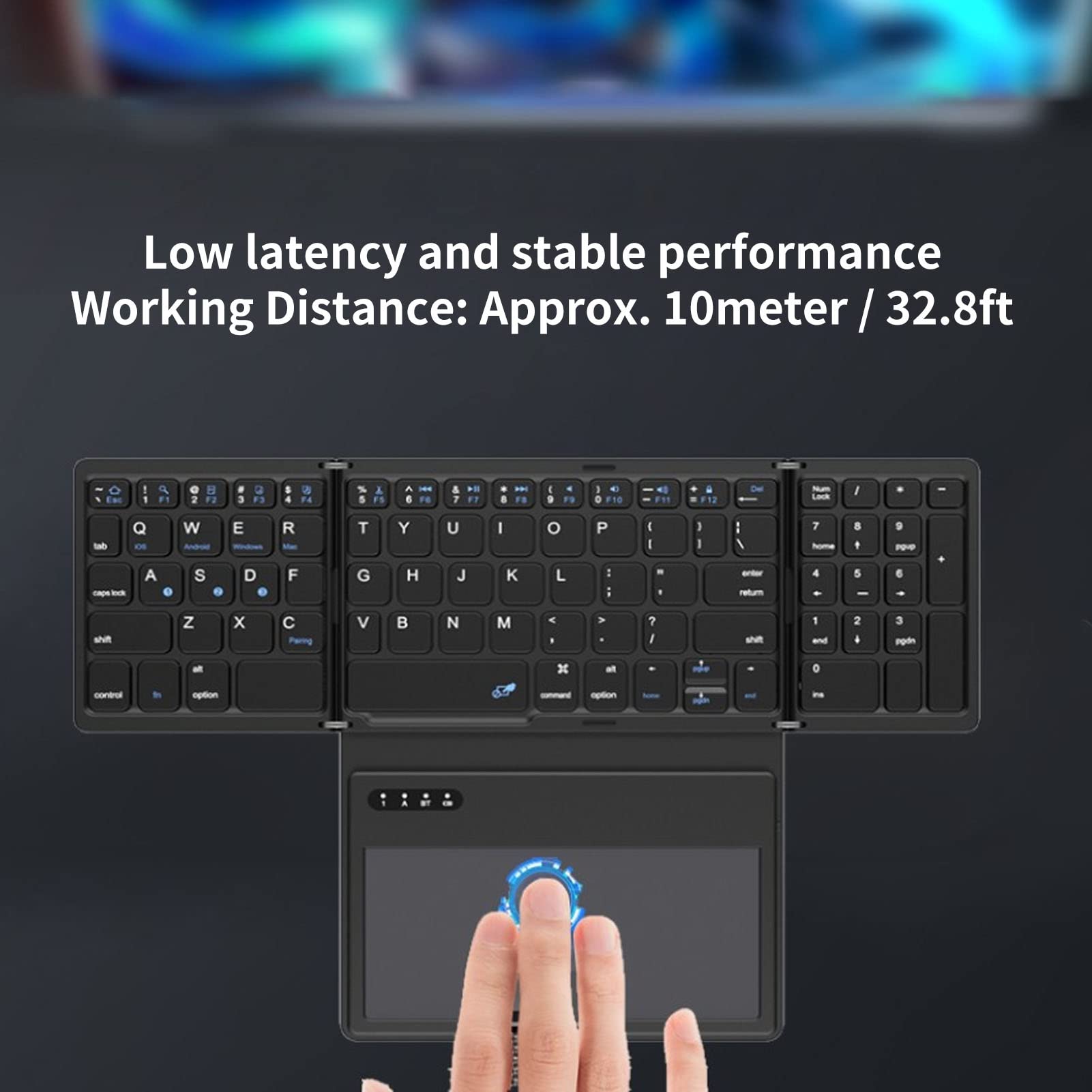 タッチプラス タッチパッド付Bluetoothキーボード 3つ折りタイプ ブラッ タッチプラス タッチパッド付Bluetoothキーボード 3つ折りタイプ