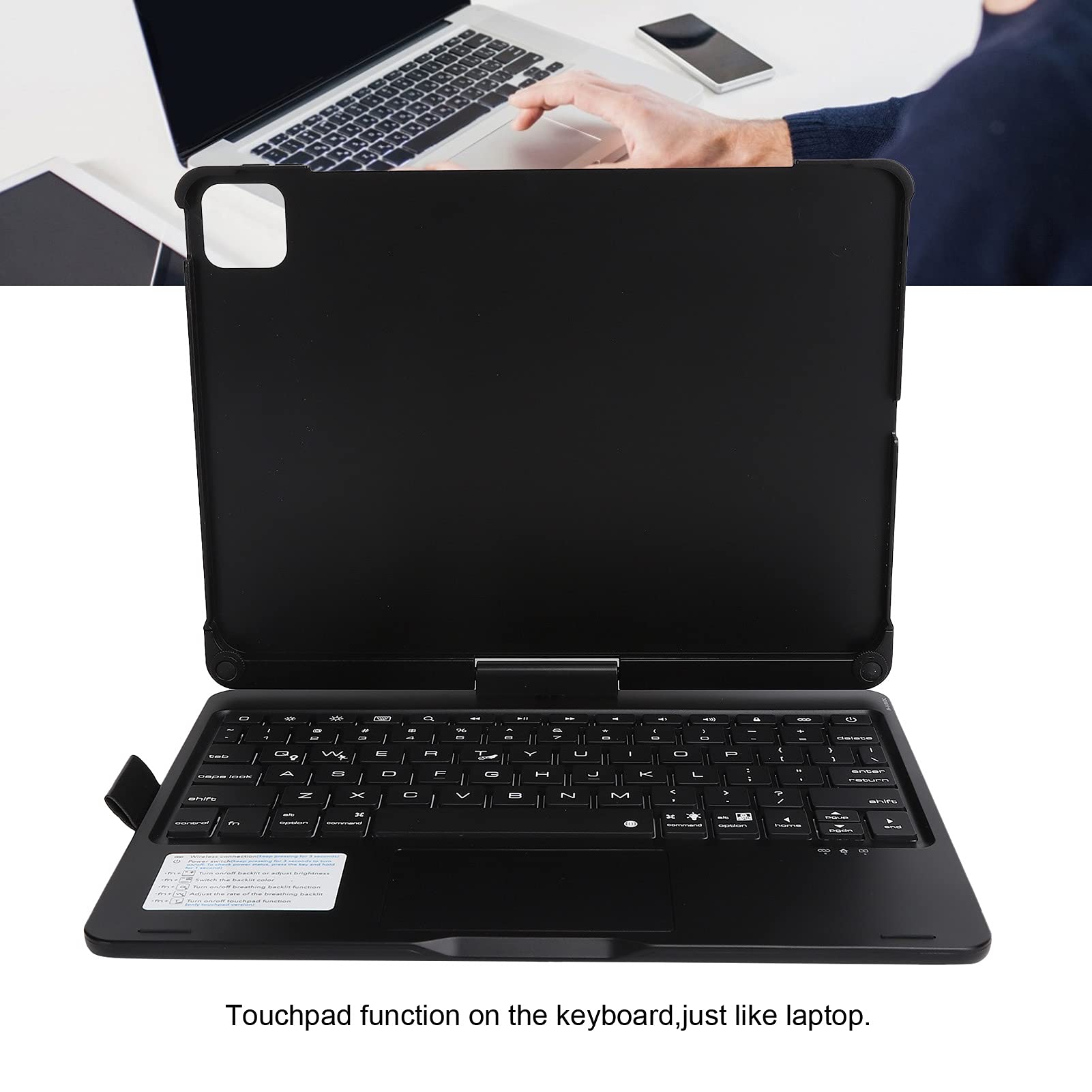 SIXRUN Teclado Bluetooth Plegable Inalámbrico, 78 Teclas Touchpad (Black)