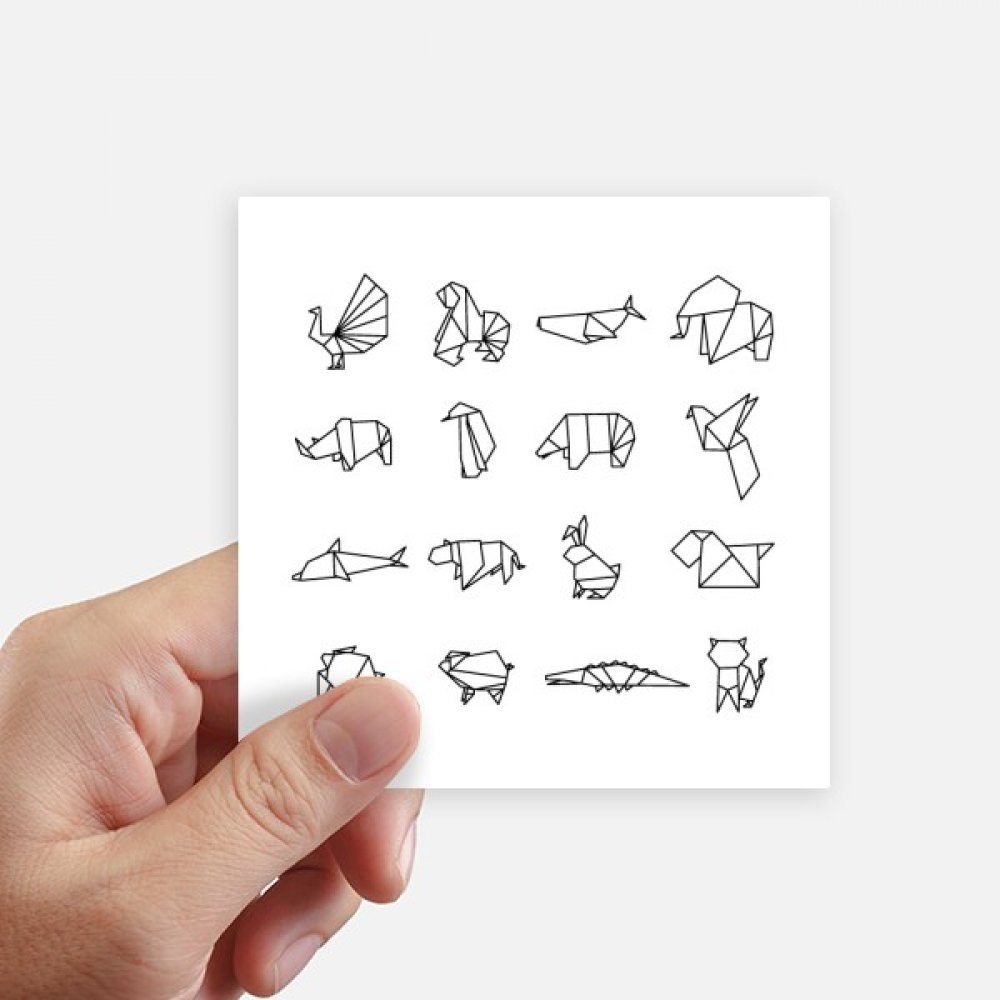 Autocollant géométrique origami abstrait 10x10cm idéal pour personnaliser les cahiers et valises