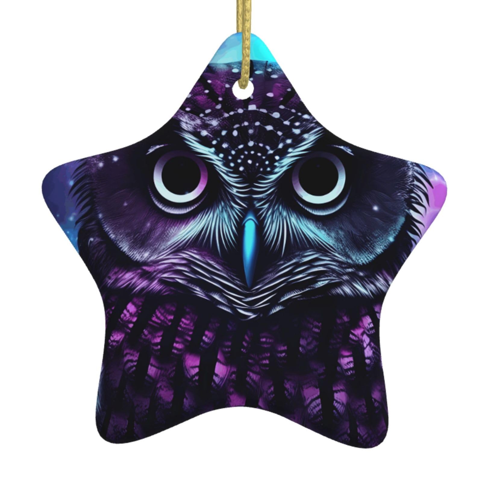 Fodpand Women's White Purple Owl Christmas Ornaments 2025, Gift Exchange For Men, Collectible Ceramic Ornament Star Hanging Ornaments For Christmas Tree Decoration