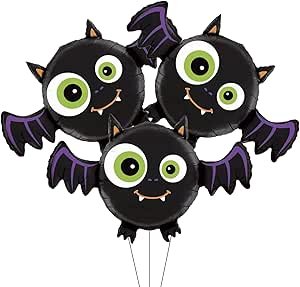 Halloween Balloon Decorations Kit - 9 Pcs Bat, Ghost & BOO Foil Balloons For Spooky Party Decor