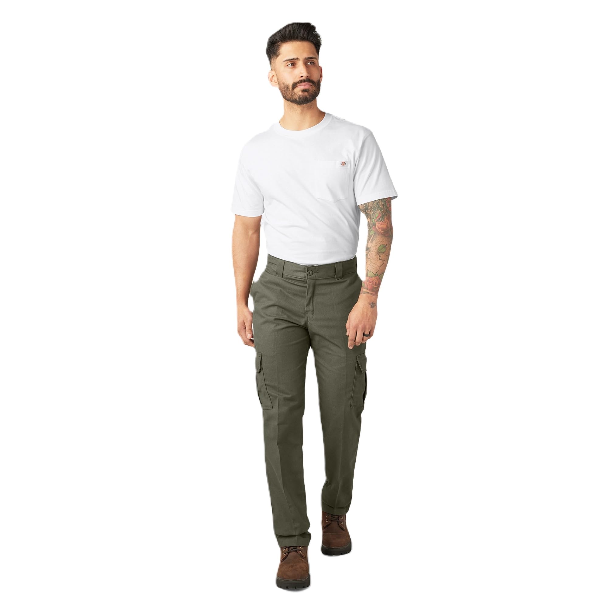 Dickies Men's Flex Regular Fit Cargo Pants, Moss Green, 32W / 30L